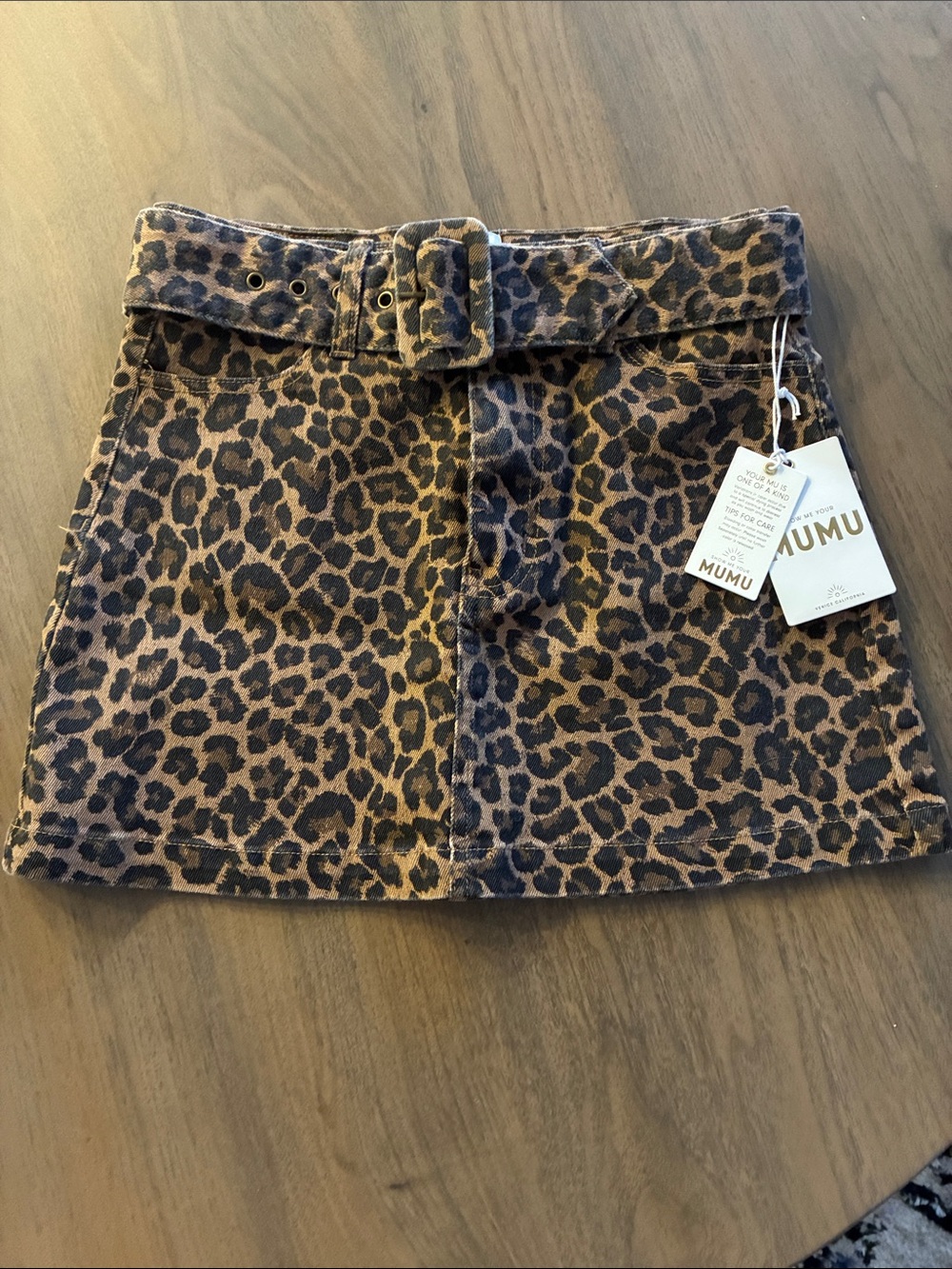 Show Me Your MuMu Leopard-Print Mini Skirt in Brown and Black with Belt